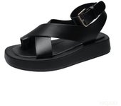 Sandalias de mujer CALIENTES 2024 Verano Color sólido Cómodos zapatos de playa para mujer Sandalias gruesas para mujer Zapato antideslizante 35 negro