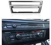 Embellecedor adhesivo para panel de control de CD de aire acondicionado de coche de fibra de carbono real para BMW Serie 5 F10 2011-2017, accesorios para automóviles negro
