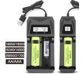 Cargador de batería LCD inteligente con 1/2 ranuras duales para batería de litio recargable 18650 de 4,2 V para batería AA/AAA NI-MH de 1,2 V 2 Slots USB
