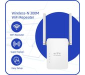 Repetidor WiFi inalámbrico Extensor WiFi Amplificador WiFi Ultraboost Repetidor de largo alcance Amplificador WiFi de 300 m Punto de acceso EU Plug blanco