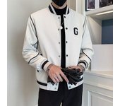 Chaqueta de béisbol de manga larga para hombre, chaqueta de un solo pecho con estampado de letras, cuello de béisbol, ropa de abrigo deportiva para exteriores M verde