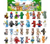 Animales lindos de dibujos animados serie de bombeo conejo vaca hombre de jengibre gato perro Dargon canguro ciervo Juguetes de bloques de construcción rojo