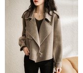 Traje de tweed de otoño e invierno para mujer, chaqueta corta holgada de color liso pequeño 4XL