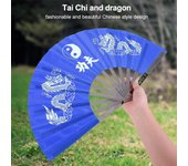 Abanico de mano portátil de artes marciales Tai de acero inoxidable chino de 13,8 negro