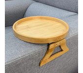 Bandeja Plegable para Sofá Madera Sofá Clip en Mesa Auxiliar para Sofás Anchos Bandeja para Brazo Clipon con Soporte Giratorio para Teléfono