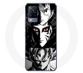Funda Vivo v21 5G Sangoku Naruto Luffy one piece Dragon Ball Z fondo blanco y negro, anime manga
