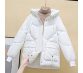 Chaqueta cálida de invierno para mujer, con capucha, chaqueta con cremallera de gran tamaño, chaqueta de nieve holgada con bolsillo grande XS