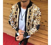 Abrigo con cremallera para hombre, chaqueta informal con estampado 3D, otoño e invierno, moda para hombre M bronceado
