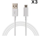 Cable pour Samsung Galaxy Tab A 8.0 2019 - Cable micro usb Blanc 1 Mètre [LOT 3] Phonillico®