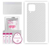 apgo Protective Skin Sticker for the back compatible with Samsung Galaxy M22, Wrap Film, Foil, Vinyl - Pattern Transparent Carbon