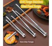 Pinzas para parrilla, pinzas para alimentos de acero inoxidable para barbacoa, utensilios de cocina, pinzas plateadas antideslizantes, suministros para acampar, pinzas de cocina rojo