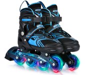 Patines de ruedas ajustables para niños con ruedas iluminadas Sistema de cierre triple seguro para S azul