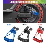 Bloqueo de seguridad de Rotor de disco de freno antirrobo para patinete eléctrico M365 Pro 1S, bloqueo de rueda de freno con Cable de recordatorio rojo