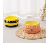 Cuenco de cerámica para gatos, bebedero antigolpes para mascotas, recipiente para comida y agua. negro
