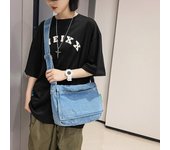 Bolso bandolera de mezclilla para mujer, bolso de mano de gran capacidad, bolso de hombro para estudiantes azul oscuro