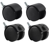 4 ruedas giratorias de repuesto para silla de oficina, de nailon y plástico, con freno, color negro blanco