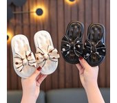 Zapatillas lindas con lazo de lunares para niños, zapatos de playa para niña con fondo suave para bebé, con lazo de verano 24-25 negro