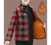 Chaqueta cálida de otoño e invierno para mujer, chaqueta cálida corta con solapa retro, chaqueta acolchada con forro estampado XS