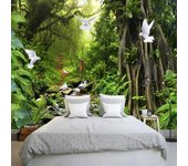 Papel tapiz 3D moderno con paisaje natural y bosque verde, mural para sala de estar, dormitorio y fondo. 200 cm(W) x 140 cm(H)