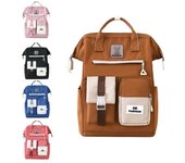 Mochila impermeable para la universidad, estilo vintage, para mujeres y hombres, para portátiles de 14 pulgadas, para estudiantes, mochilas escolares para adolescentes. marrón