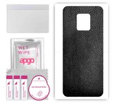 apgo Protective Skin Sticker for the back compatible with Xiaomi Poco M2 Pro, Wrap Film, Foil, Vinyl - Pattern Black Leather