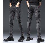Pantalones vaqueros negros y grises de marca de moda, pantalones ajustados elásticos para hombre, pantalones largos informales combinables de alta gama a la moda coreana 28