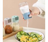 Bote de condimentos de 180 ml, transparente, a prueba de polvo, a prueba de fugas, tipo prensa, tapa de botella roscada para alimentos verde
