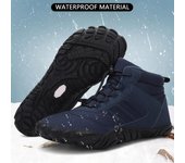 2023 botines de invierno para hombre, zapatos informales descalzos para la nieve, zapatos de trabajo al aire libre, zapatos cálidos de piel para hombre, botas de nieve para hombre de talla grande 36 negro