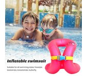 Chaleco salvavidas inflable para niños, flotador de piscina portátil para niños y niñas, chaleco salvavidas para esnórquel, kayak, navegación a la deriva, chaleco de seguridad con flotabilidad, equipo de ayuda para natación M color rosa