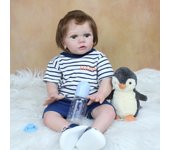 BZDOLL 60 CM 3D-piel pintada de silicona suave Reborn Baby Boy Doll para niña como Real 24 pulgadas niño juguete vestir vivo Bebe realista 60cm 3D-paint Skin Doll