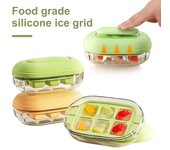 Bandeja para cubitos de hielo con tapa, molde antiadherente para hielo para congelador, fácil liberación, pequeña máquina para hacer cubitos de hielo para whisky, cócteles y café azul cielo