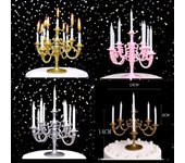 9 Uds. De velas y soporte para candelabro, 1 Juego De adornos para tartas, portavelas para pastel De fiesta De cumpleaños, adornos De bronce