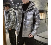 Chaqueta acolchada de algodón de pan para hombre nueva de otoño e invierno Versión coreana de moda de chaqueta acolchada de algodón suelta Abrigo acolchado de algodón con capucha de cara brillante M