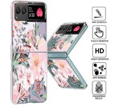 Funda plegable con estampado de flores y diseño de corazón para Motorola Moto Razr 40 50 Ultra Samsung ZFlip6/5/4/3 a prueba de golpes, color transparente Motorola Moto RAZR 40 Ultra