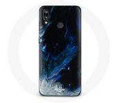 Coque pour Huawei P20 Lite Nuages de fumée multicolore de bleu gris et noir sur fond noir