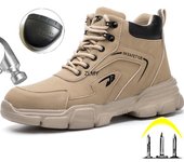 Botas de seguridad para el trabajo de invierno para hombre, zapatos de seguridad de caña alta a prueba de perforaciones para hombre, zapatos de trabajo con punta de acero, botas de protección industrial para hombre 36