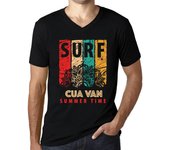 Camiseta vintage para hombre Camiseta gráfica Cuello en V Surf Summer Time CUA VAN Deep Black XXL negro