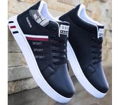 Zapatillas deportivas informales para hombre, zapatos ligeros de piel sintética, transpirables, planos, negros, para hombre 42