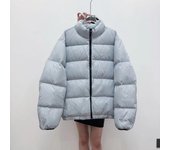 Chaqueta de plumón de otoño e invierno para mujer, chaqueta corta de pan, chaqueta de plumón de pato blanco gruesa bordada S gris