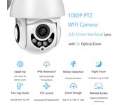 Cámara de seguridad Full HD con zoom óptico de 5X, compatible con visión nocturna, audio bidireccional y alarma de detección de movimiento. US Plug