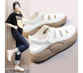 Sandalias de plataforma gruesas con suela gruesa hueca, zapatos blancos rotos, zapatos de mujer, calzado retro, zapatos casuales femeninos 2024 35