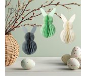Adorno de Pascua en forma de panal, conejito de papel 3D, decoración colgante, adorno de conejo en forma de panal, centro de mesa para fiesta de Pascua, celebración de primavera beige