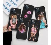 Funda de teléfono para mujer, moda, niña, súper mamá, bebé, para iPhone 14 Plus, XR, XS, X, 11, 13 Pro Max, 12 Mini, SE, 7, 8, 6S, 6, 12 Pro, color negro iPhone 14