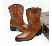 Botas vaqueras occidentales, zapatos de moda para hombre, botas Martin con cremallera retro a la moda, botas altas 38 negro