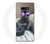 Coque pour Samsung Galaxy Note 9 Chat avec Lunettes de vue violettes