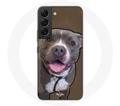 Coque pour Samsung Galaxy S21 FE Chien Pitbull Blanc gris