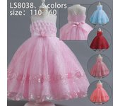 Vestidos elegantes para niña 2023: Faldas de princesa con vuelo y atuendos de niña de las flores para presentaciones de piano. 150 cm azul cielo