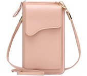 Bolsos de hombro tipo bandolera pequeños de piel sintética para mujer, bolso de bolsillo para teléfono móvil, cartera para tarjetas, bolsos de mensajero rosa oscuro