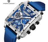 Nuevo reloj de cuarzo de diseño PAGANI para hombre, marca superior, cronógrafo multifuncional, cristal de zafiro, reloj deportivo resistente al agua, relojes para hombre plata/azul