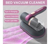 Aspiradora De Cama,Succión Súper Fuerte Y Bajo Ruido,Luz UV,Filtro HEPA Lavable para Limpieza Profunda,Aspiradora De Mano,Aspiradora De Colchones Inalámbrica oro
